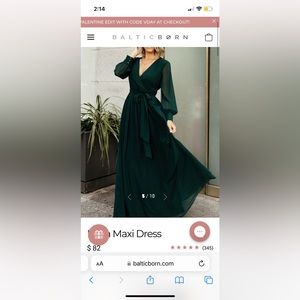 Baltic Born maxi green long sleeve dress